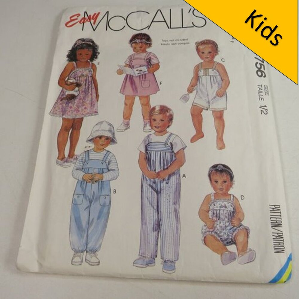 McCalls 4756 EASY Clothing Patterns (complete) Overalls, Sundress, Jumper